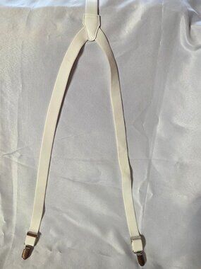 Chaps Men’s Ivory Y-Back Suspenders Adjustable Clip-On Stretch